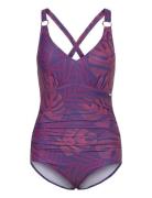 Womens Shaping Printed V Neck 1 Piece Speedo Purple