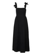 Bow-Strap Seersucker Summer Dress Lexington Clothing Black