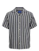 Jorcoba Stripe Resort Shirt Ss Jnr Jack & J S Grey