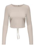 Onphomie On Ls Cropped Rib Tee Only Play Beige