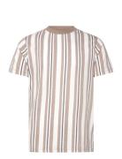 Towel Striped O-Neck Tee S/S Lindbergh Beige