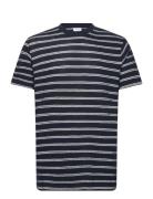 Striped Structured O-Neck Tee S/S Lindbergh Navy