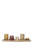 Elvina Bakke M/Fyrfadsstage, Brun, Glas Sæt Of 6 Bloomingville Brown