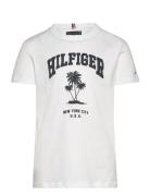 Hilfiger Palm Print Tee Ss Tommy Hilfiger White