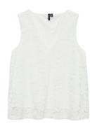 Vmh Y Lace Sl V-Neck Top Wvn Ga Vero Moda White