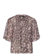 Elyse Hallie Crinkle Ss Top French Connection Brown