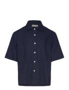 Cotton Linen Ss Shirt GANT Navy
