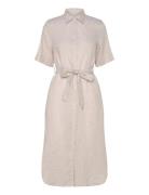 Reg Linen Ss Shirt Dress GANT Beige
