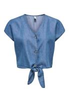 Onlbea Siesta Ss Knot Dnm Shirt Bj ONLY Blue