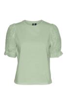 Vmsenna Ss Emb Sleeve Top Jrs Vero Moda Green