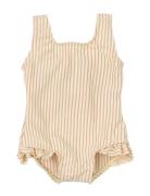 Swimsuit Butterfly Printed Petit Piao Yellow