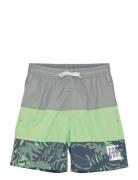 Swim Long Shorts, Colorblock Color Kids Green