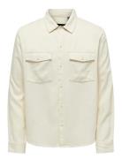 Onskari Ls Shirt Visc Lin 0075 Cs ONLY & SONS White