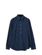 Loose Pinstriped Shirt Lexington Clothing Blue