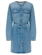 Onlminnie No Collar Belt Denm Dress ONLY Blue