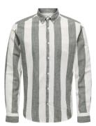 Onsarlo Slim Ls Stripe Hrb Linen Shirt ONLY & SONS White