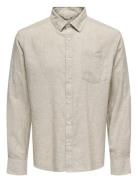 Onscaiden Life Reg Ls 1 Pkt Shirt Noos ONLY & SONS Beige