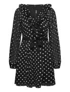 Chiffon Ruffle Mini Dress ROTATE Birger Christensen Black