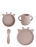 Lykke Silic Dinner Set 4-Pack Giraf Nuuroo Pink