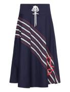 Rope-Print Twill Lace-Up Midi Skirt Lauren Ralph Lauren Navy