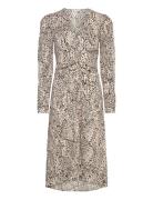 V-Neck Dress With Gathered Neckline Mango Cream