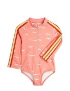 Seagull Aop Ls Swimsuit Mini Rodini Pink