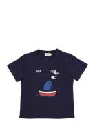 T-Shirt W. Print & Emb. Copenhagen Colors Navy