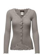 Rwbabette Silk Ls V-Neck Lace Cardi Rosemunde Grey
