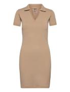 Ribbed Seamless Polo Dress Aim´n Beige