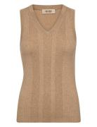 Mmrelena Tani Rib V-Neck Tank Top MOS MOSH Beige
