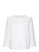 Slfviolette 3/4 Broderi Top B Selected White