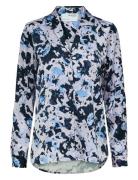 Slfaronia Ls Aop Satin Shirt B Selected Purple