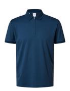 Slhfave Zip Ss Polo Selected Navy