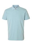 Slhfave Zip Ss Polo Selected Blue