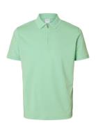 Slhfave Zip Ss Polo Selected Green