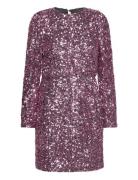 Slfcolyn Ls Short Sequins Dress B Selected Pink
