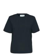 Slfessential Ss Boxy Tee Noos Selected Navy