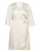 Slffranziska 3/4 Short Satin Wrap Cur Selected Grey