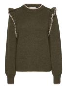 Slfalva Frills Ls Knit O-Neck Selected Green