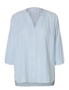 Slfalberta 3/4 Stripe Shirt Noos Selected Blue