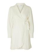 Slfanelli Ls Short Wrap Dress B Selected White