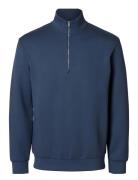 Slhemanuel Soft Zip High Neck Sweat Noos Selected Navy