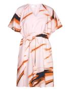 Slfattia Ss Aop V-Neck Short Dress B Selected Pink