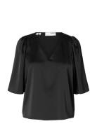 Slflena 2/4 V-Neck Top D2 Selected Black