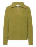Slfbloomie Ls Knit Half Zip Noos Selected Green