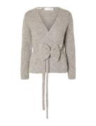 Slfgabella Ls Knit Bow Cardigan Selected Grey