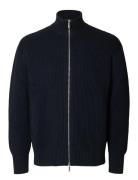 Slhdry Ls Knit Relaxed Full Zip Selected Navy