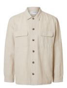 Slh-Leroy Linen Blend Overshirt Ls Noos Selected Beige