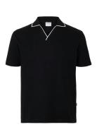 Slhsangev Split Neck Ss Polo Selected Black