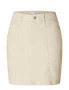 Slfuna Hw Short Denim Skirt Selected Cream